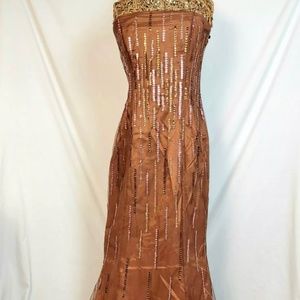 Niki Livas Vintage 90s Sequin Prom Dress Long Full Flare Formal Gown Women 12 M